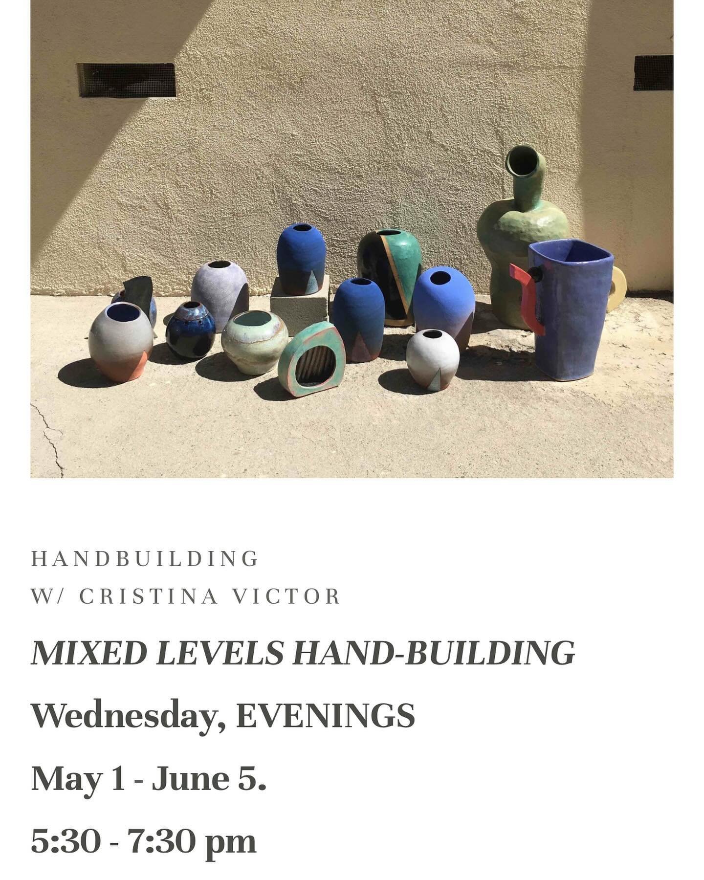Next session of Hand-building with Cristina Victor begins Wednesday, May 1st!
If you&rsquo;re curious about what hand-building entails, here are some images of her current student work. So many possibilities! 
Registration in our stories ✨

@sabiacer