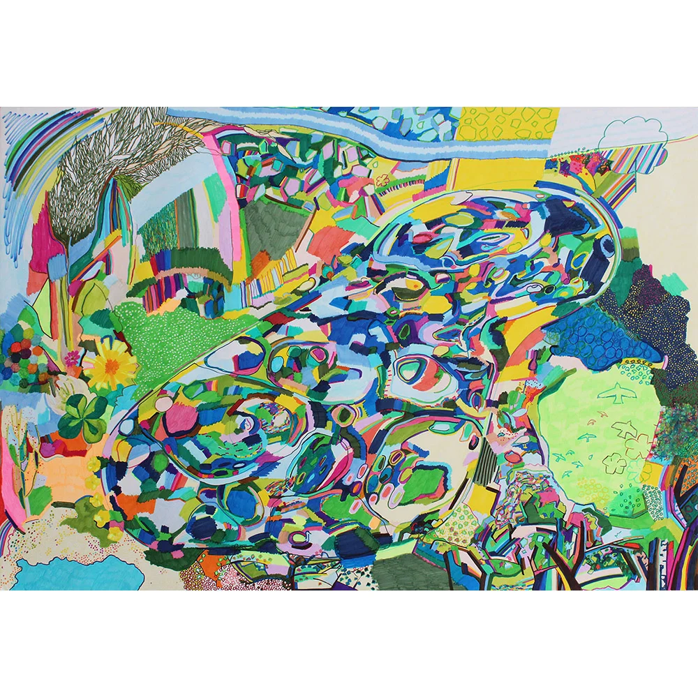 Fennpfuhl Park (2015), 70 x 100 cm, india ink marker on stone paper, sold