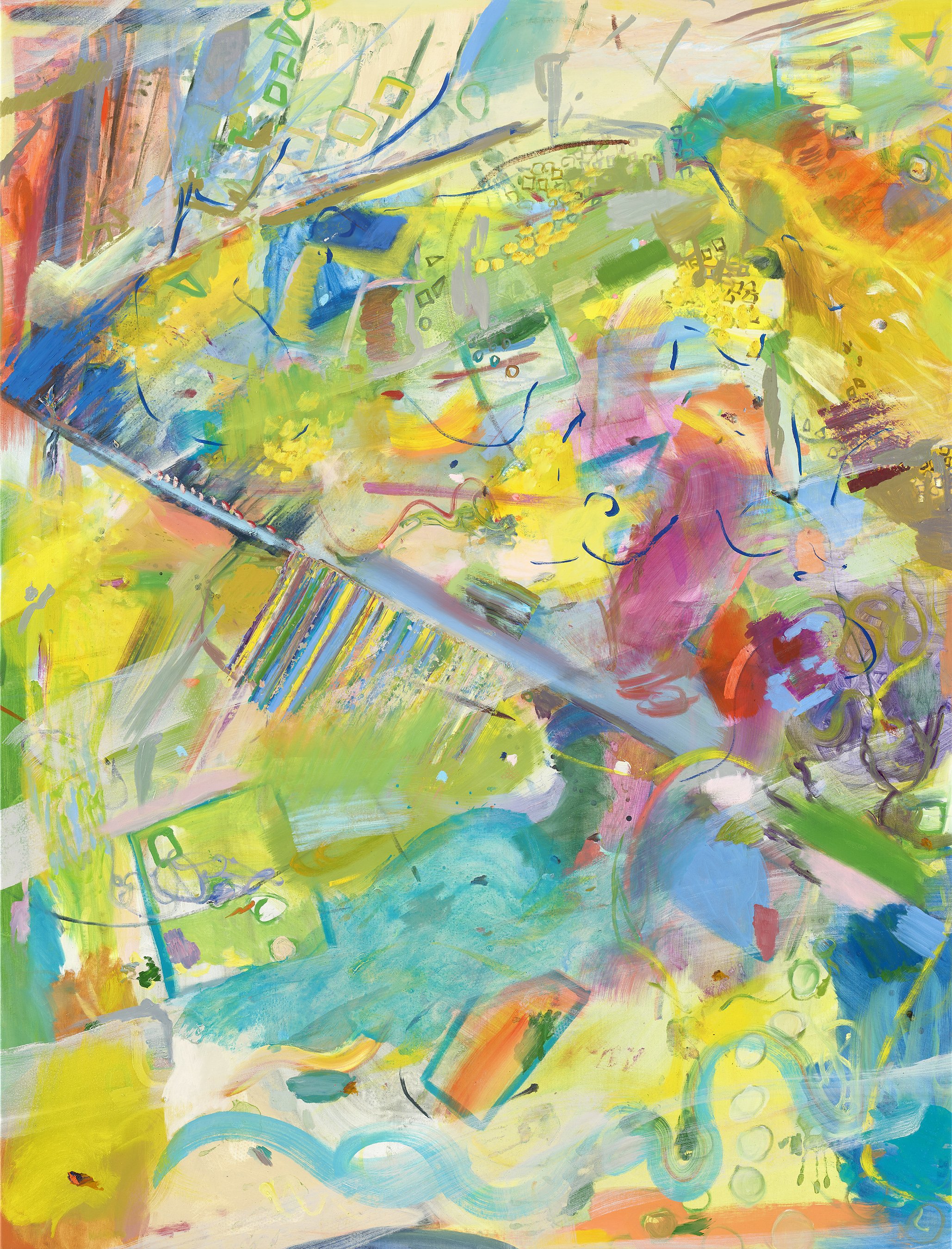 Small Dance (Movement Variations), abstract oil painting, large scale 250 x 190 cm, complex systems series, exploring emergence
