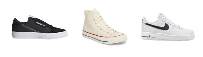 (Adidas - $49.99) (Converse - $55) (Nike - $90)