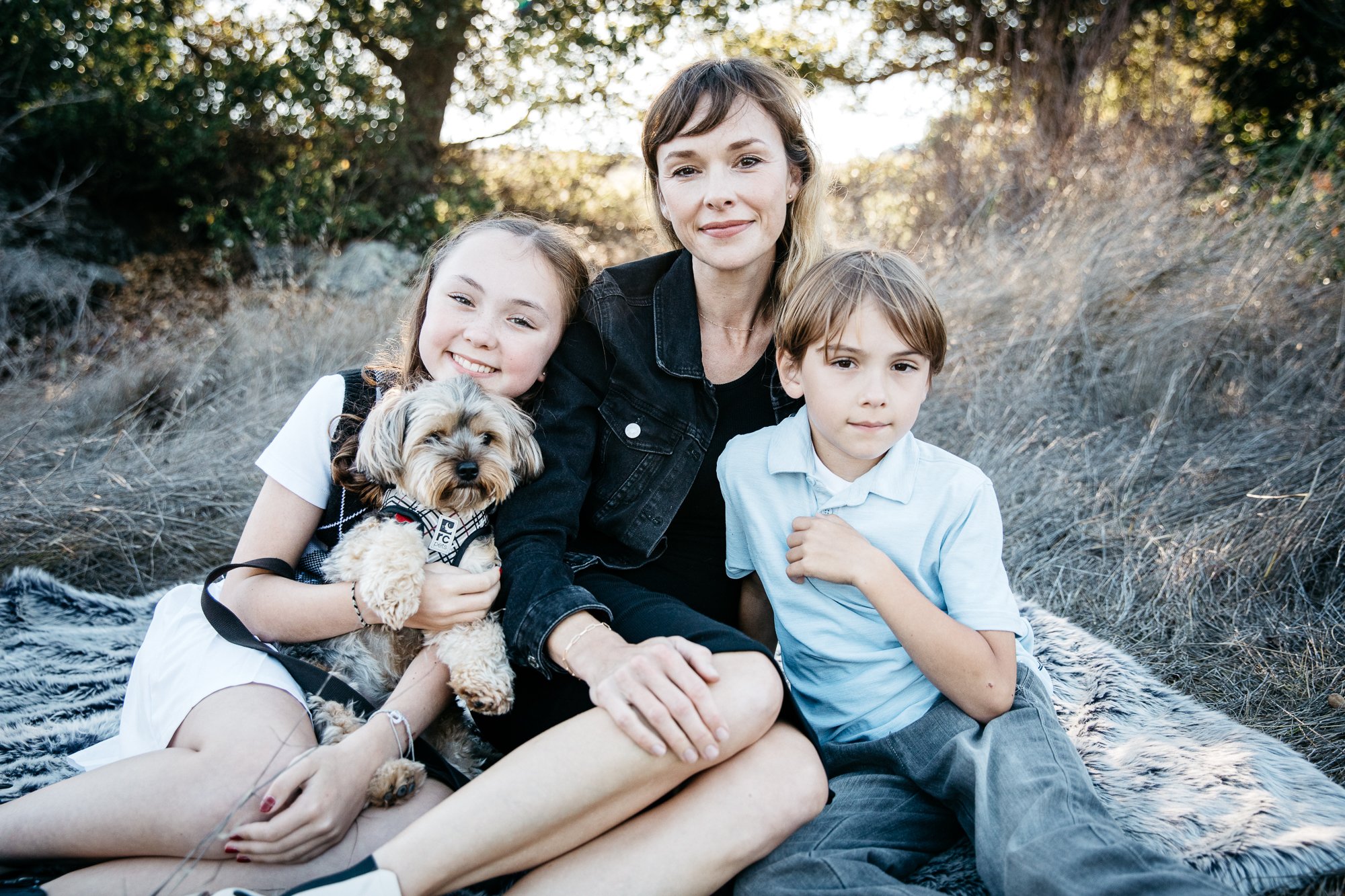 family photography session for family of three at sunset, Ring M