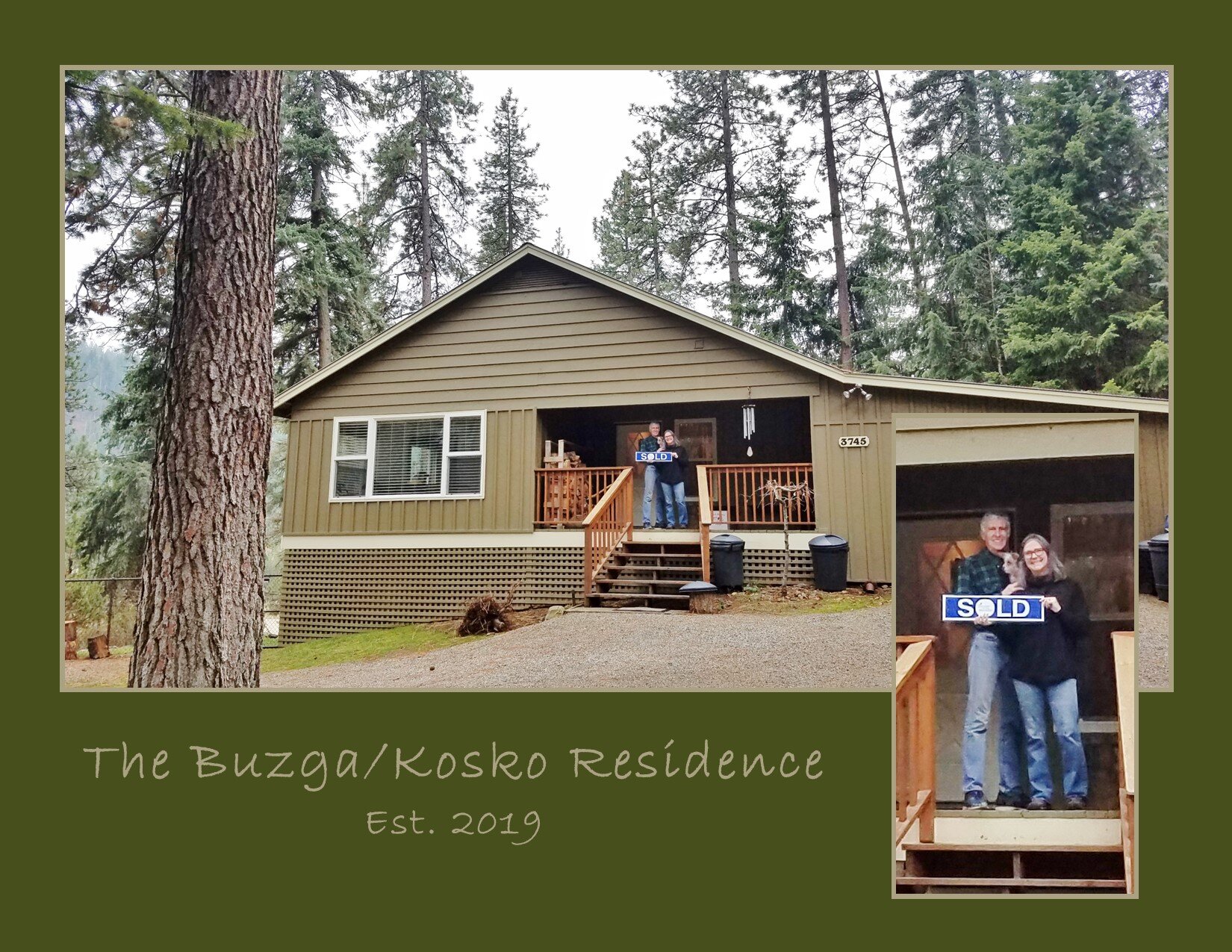  Home owners, the Buzga and Kodskos, in front of their home. 