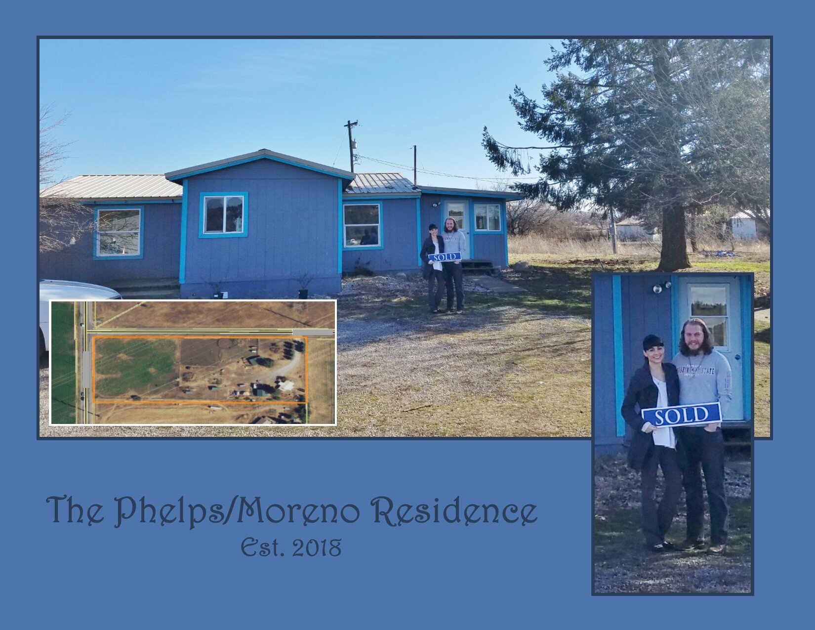  Home owners, the Phelps and Morenos, in front of their home. 