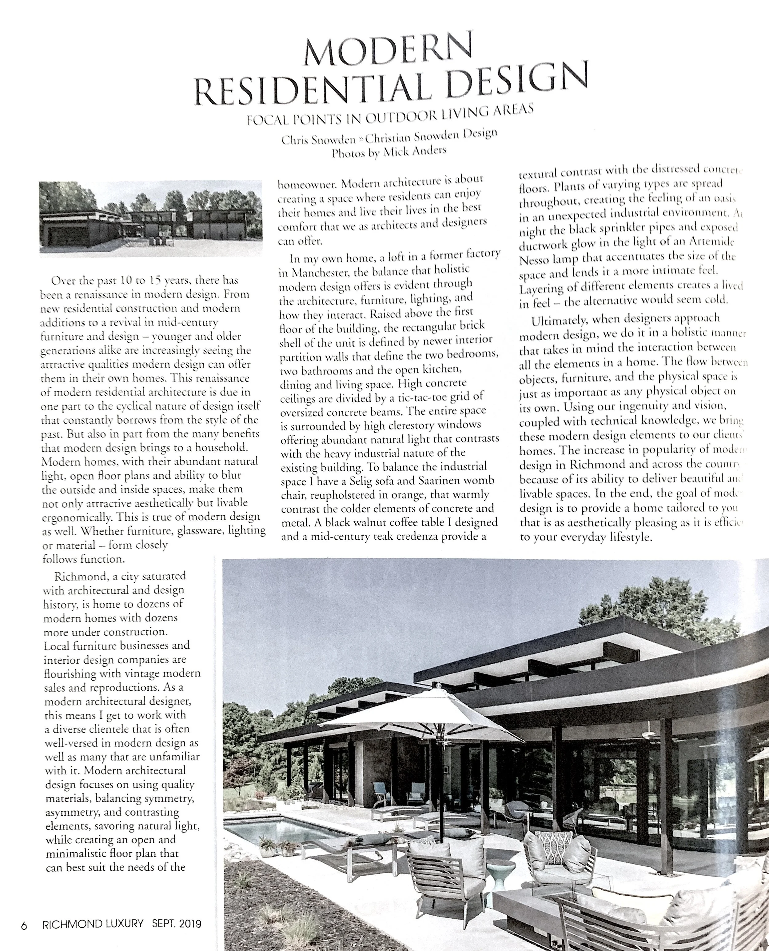 RICHMOND TIMES DISPATCH - LUXURY MAGAZINE EDITORIAL