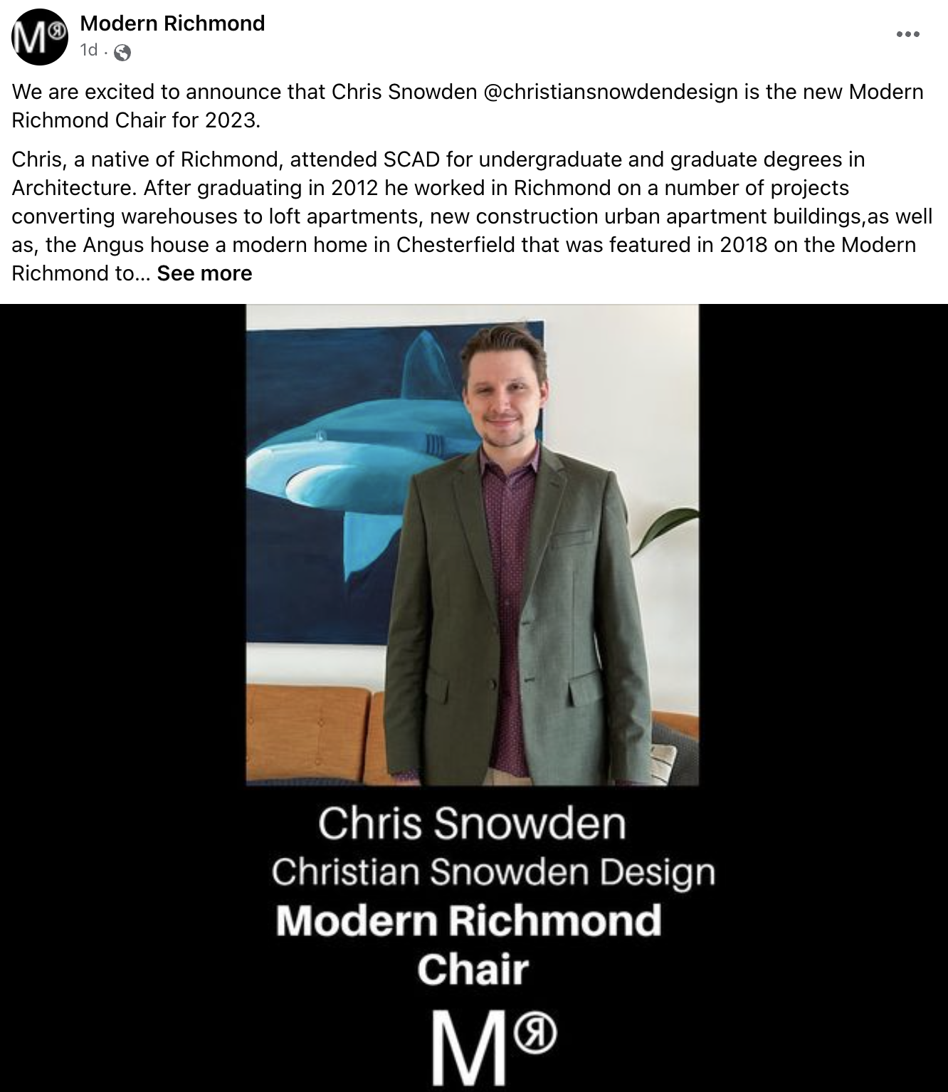 MODERN RICHMOND BOARD CHAIR ANNOUNCEMENT 