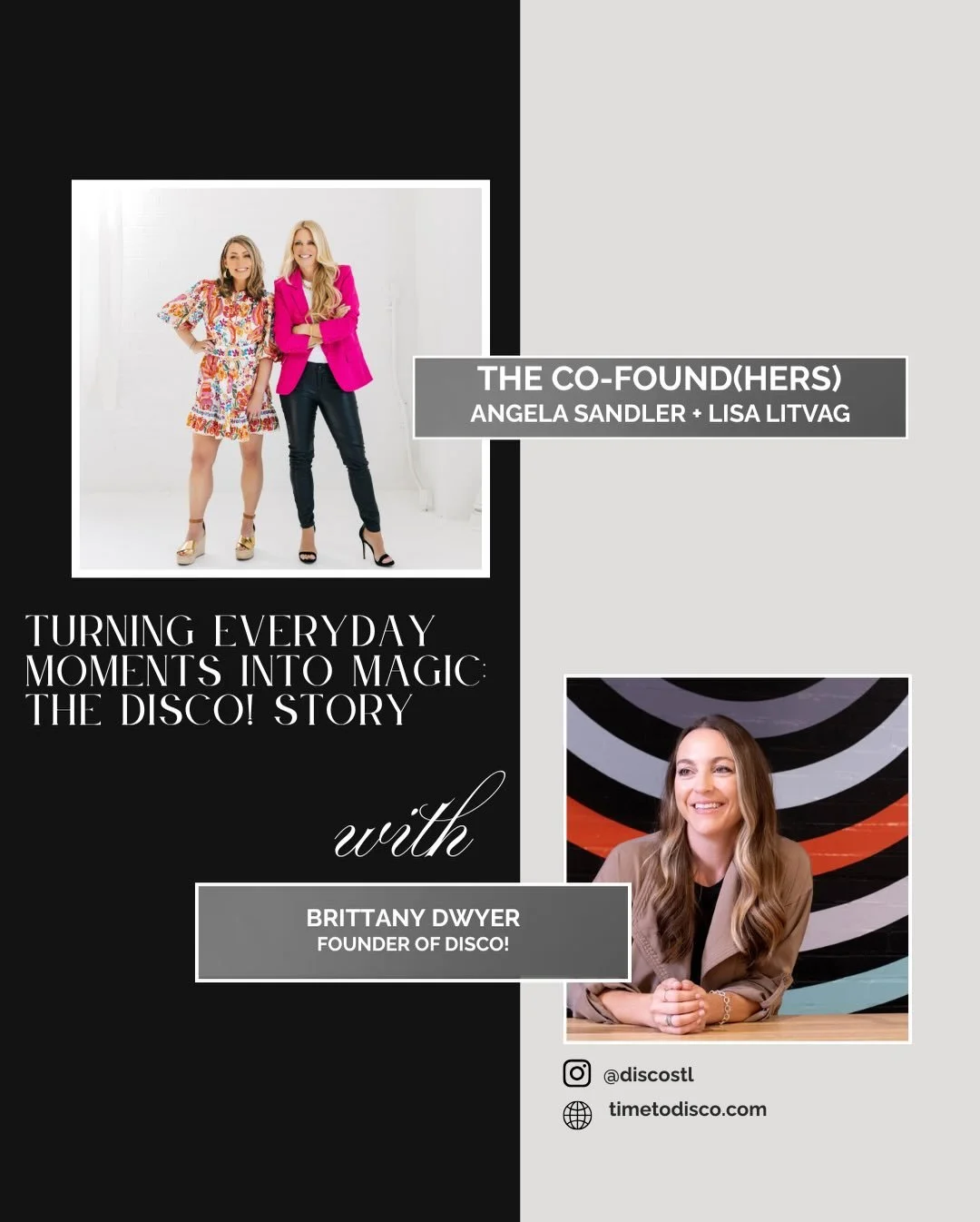 It&rsquo;s time to Disco ✨
 Tomorrow on The Co-FoundHers Show, we&rsquo;re sitting down with Brittany Dwyer, Founder of Disco! We&rsquo;ll be diving into what happens when a St. Louis innovator decides everyday connection deserves a serious glow up.
