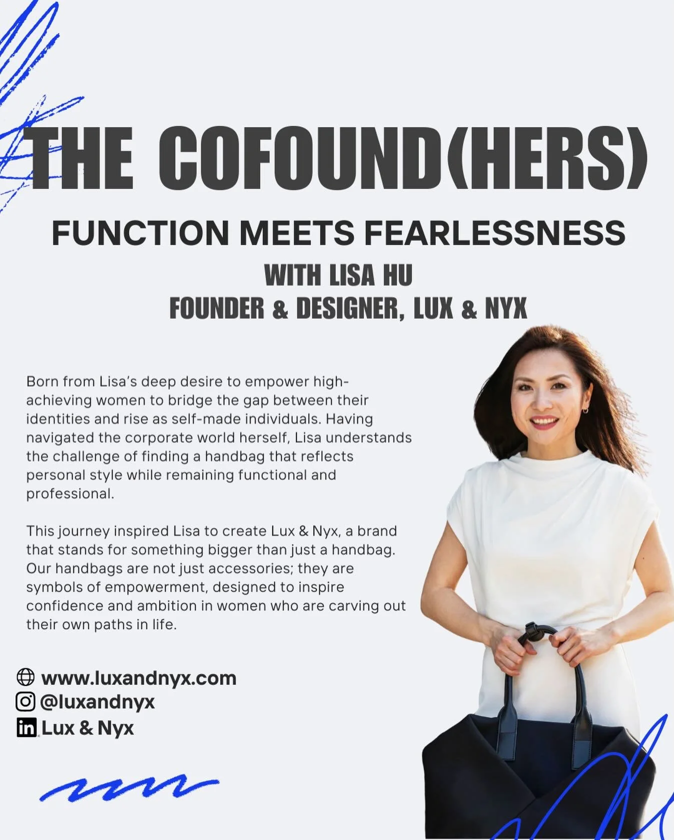 Tomorrow on Cofound(hers), Lisa will be joined by Lisa Hu, Founder of Lux &amp; Nyx &mdash; a brand built on purpose, passion, and bold leadership💡 
Tune in as they dive into the spark and creation of Lux &amp; Nyx and explore Lisa&rsquo;s unique ap