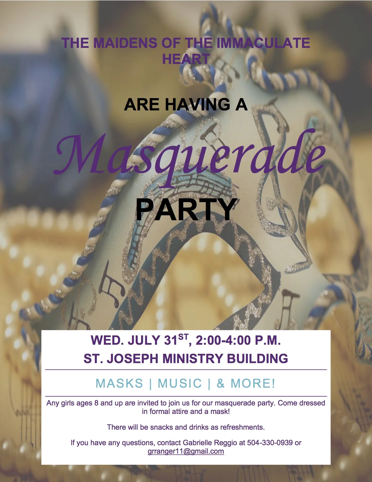 A Formal Event for Our Ladies 8yrs old &amp; Up...