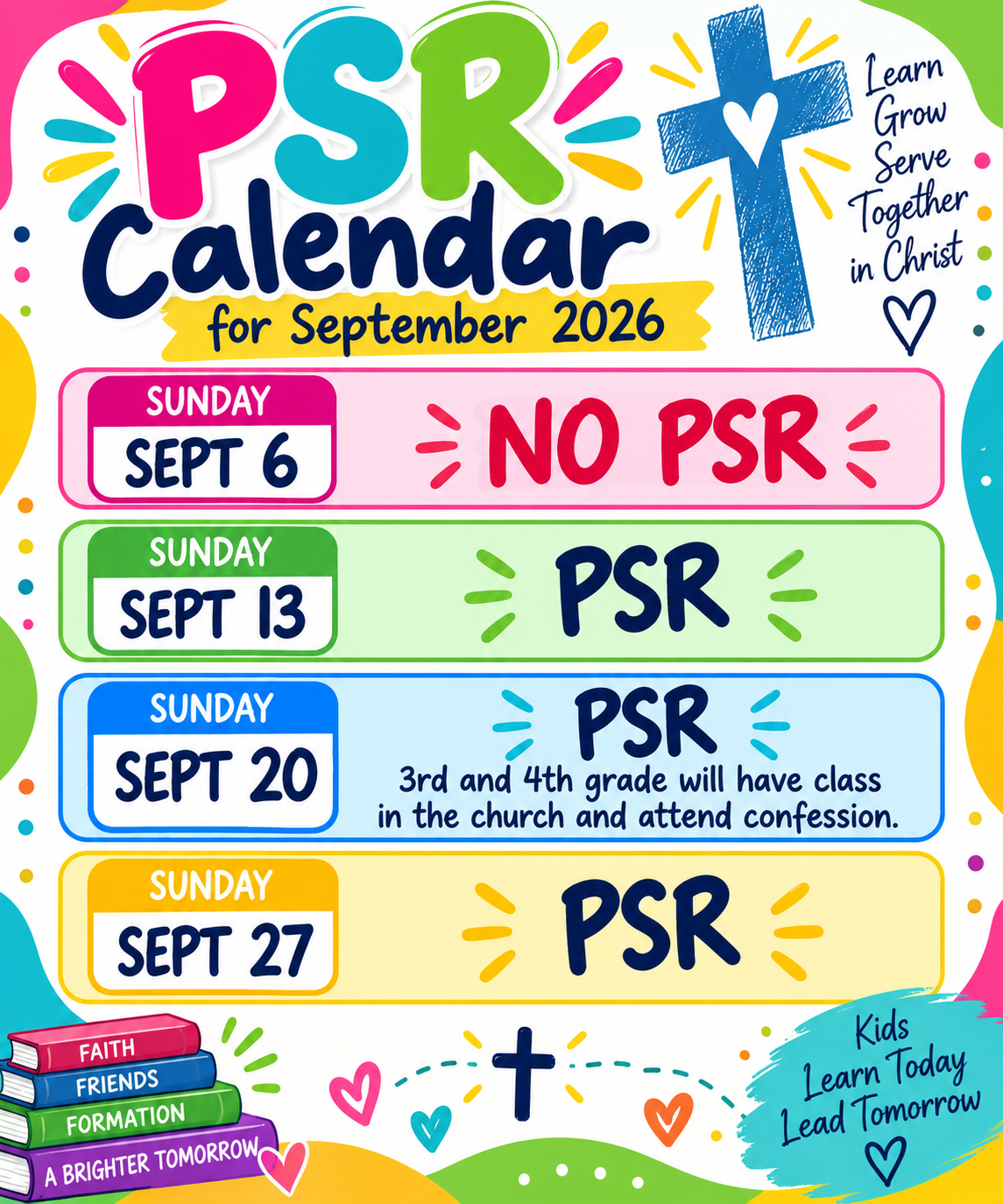 September PSR Schedule 