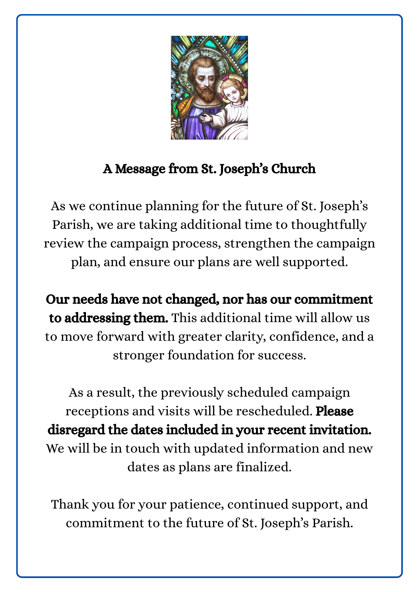 A Message from St. Joseph’s Church