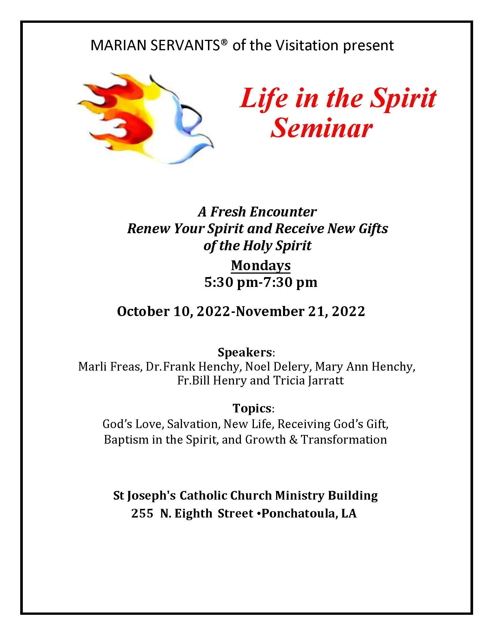 Life in the Spirit Seminar — St. Joseph's Catholic Church