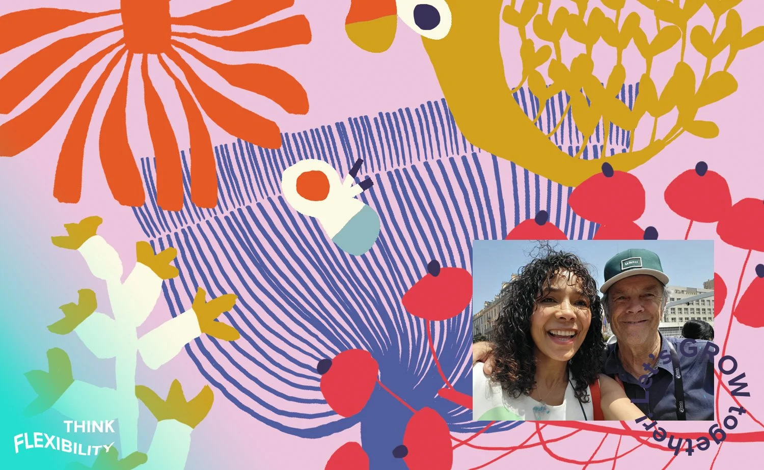 David Carson Interview OPEN Topics 2022 at Cannes Lions with Mia Tapojarvi Dahlmer Let's GROW Together Illustration by Reka Kiraly