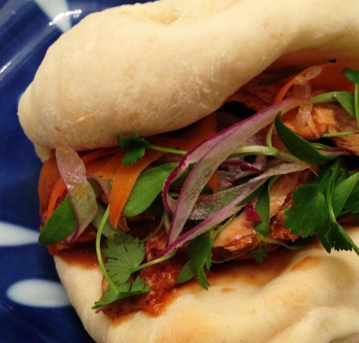 Homemade bao bun with jackfruit Korean BBQ