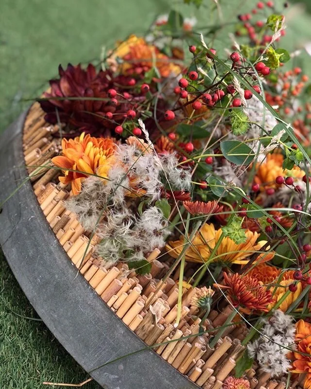 Full-on Fall 
#clematis #chrysanthemums #rosehips #fleuramour  #risewithemc