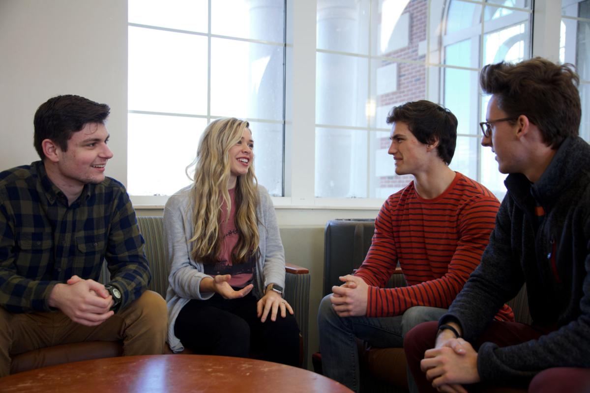 Freshmen students at Lee University gather at the Science and Math Complex. Photo by John David Clark