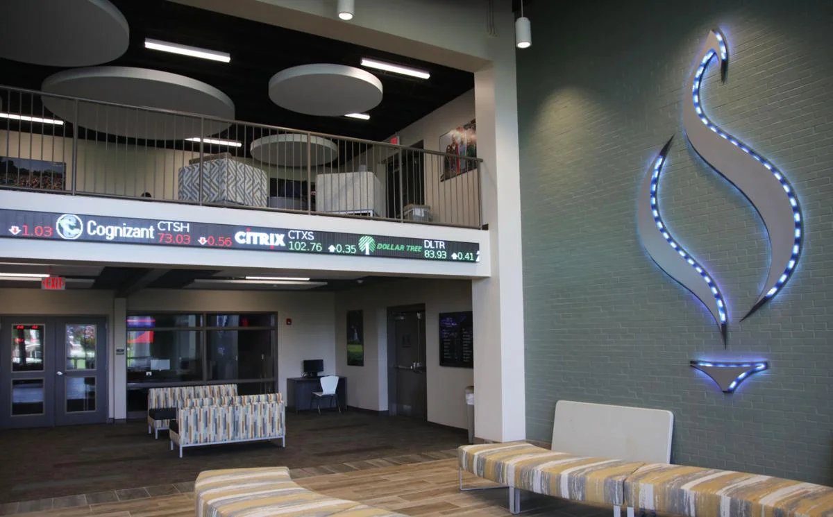 International business majors will get all the administrative training the School of Business (lobby pictured above) has to offer as well as a new global mindset. Courtesy of John David Clark, Photography Editor