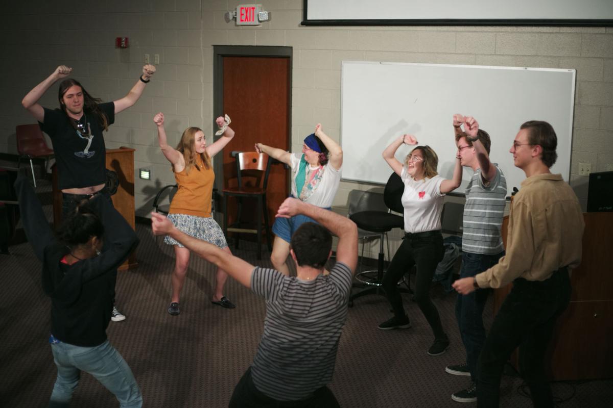 Shenanigans improv team warms up at the start start of their rehearsal. Photo by John David Clark, Photography Editor