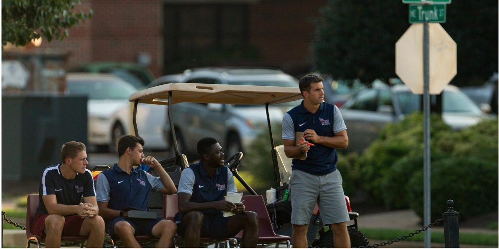 New men's soccer coach Derek Potteiger is whipping the team into shape with quicker drills and higher expectations. Courtesy of LeeSports