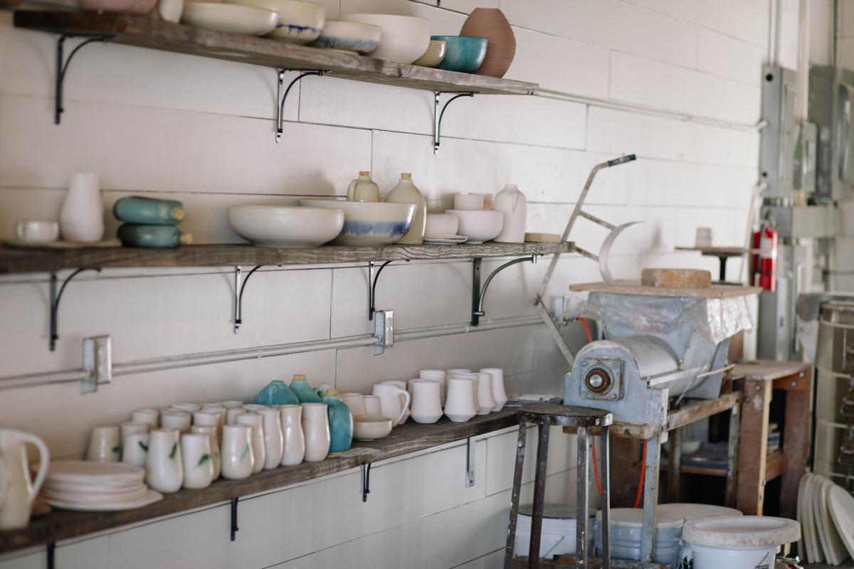 Some of the pottery at Annie Hanks Ceramics on display. photos by Cariann Bradley