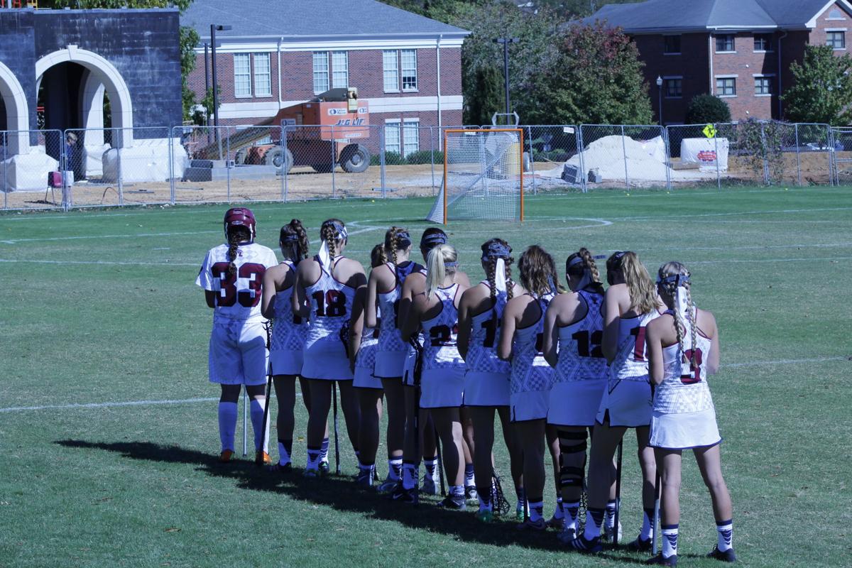Lady Flames Lacrosse Team Line up For National Anthem taken by Alex Farmer