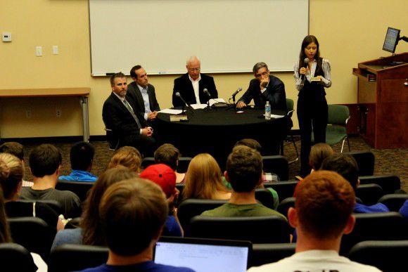 From left to right: Mark Proctor, Jared Wielfaert, Rickie Moore, Skip Jenkins and Daniela Augustine lead discussion (Photo courtesy of Brandon Schoeneweis)