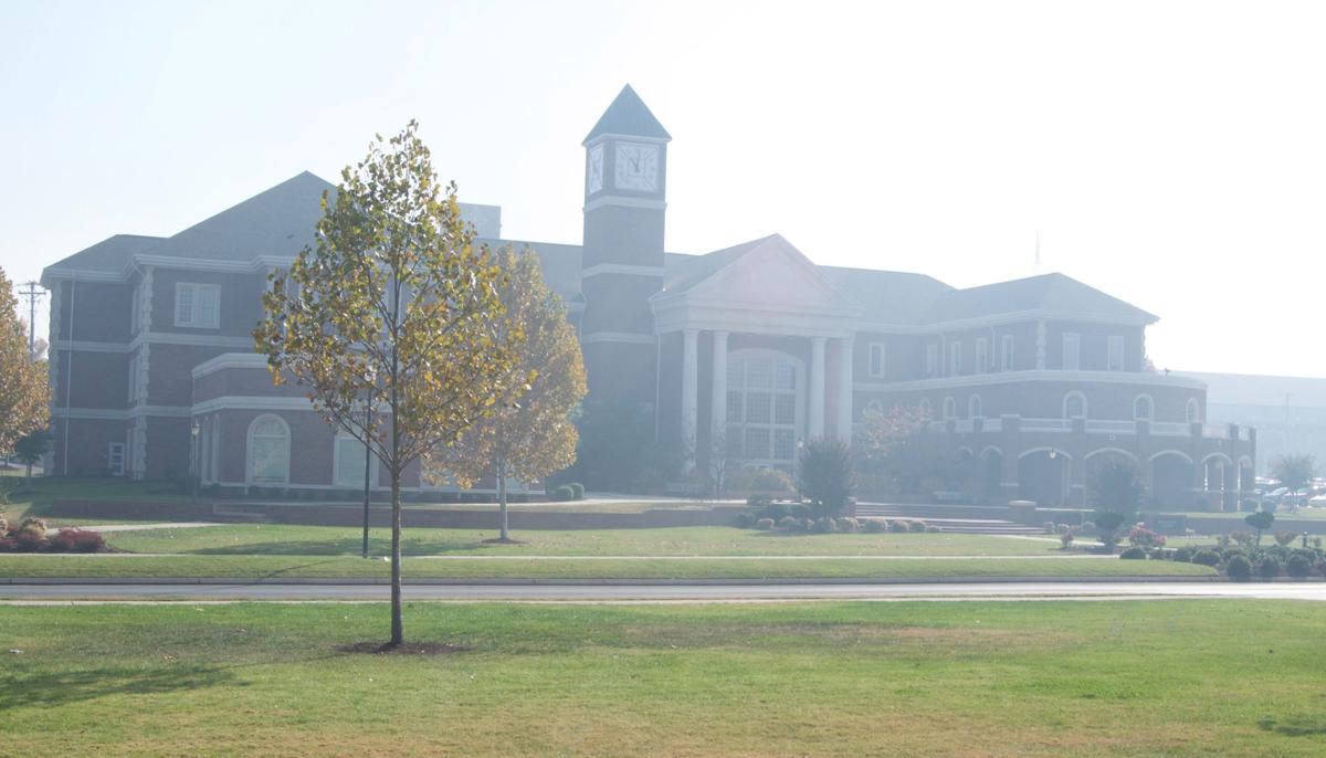 The Humanities building obscured by haze on the morning of Thursday, Nov. 17. Photos by Kimberly Sebring