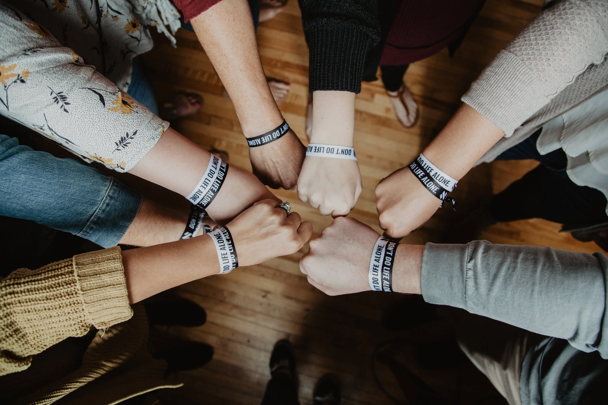 Neo Church members sporting the “Don’t do life alone” bracelets.