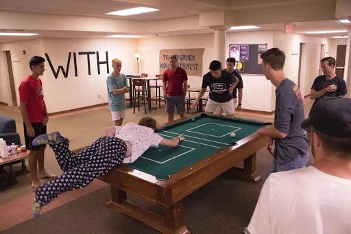 Residents of BOB regularly play a game called “spud” with pool balls. Photo by Matthew Taylor.