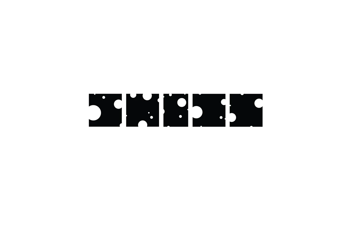  This custom logo type uses shapes inspired by slices of swiss cheese to form each letter.  