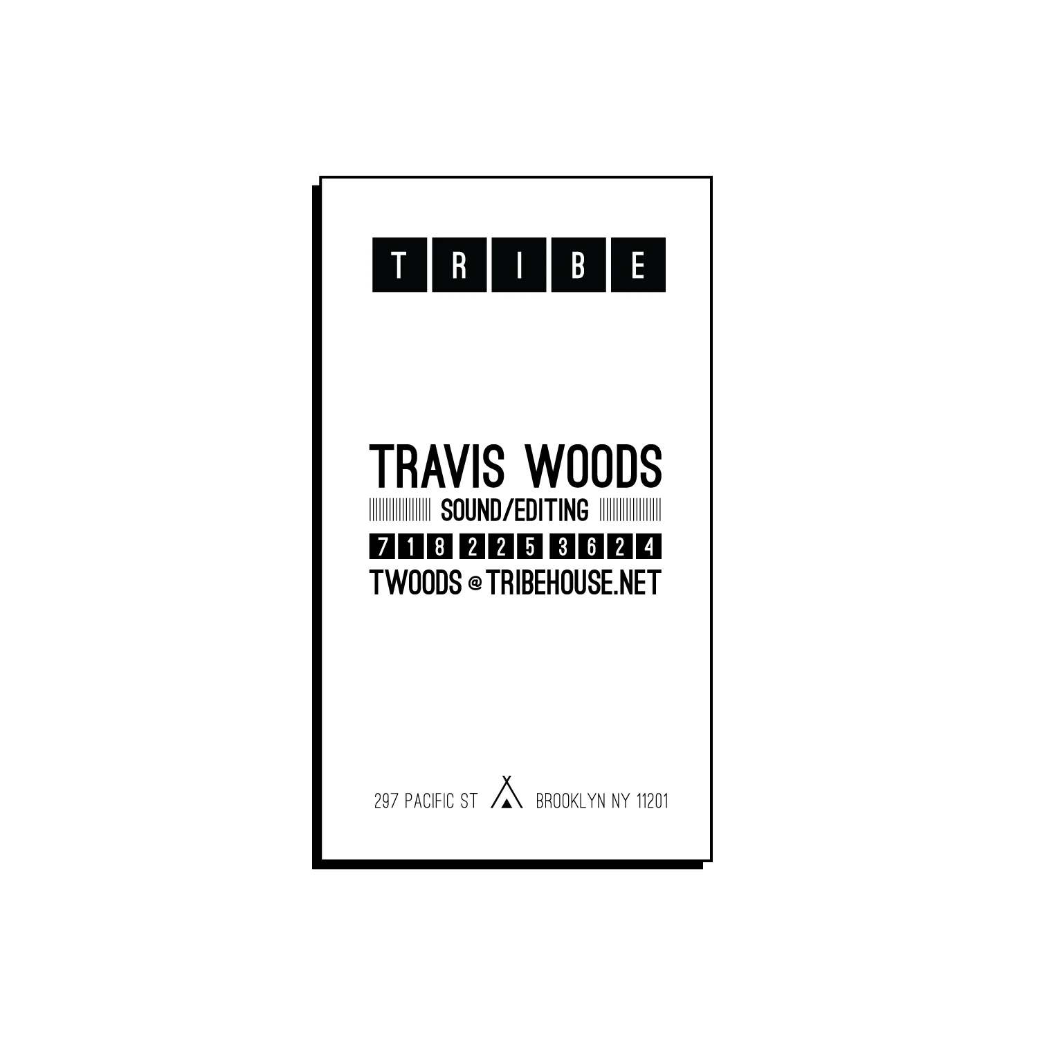  Example of typography and layout for a business card at Tribe. 