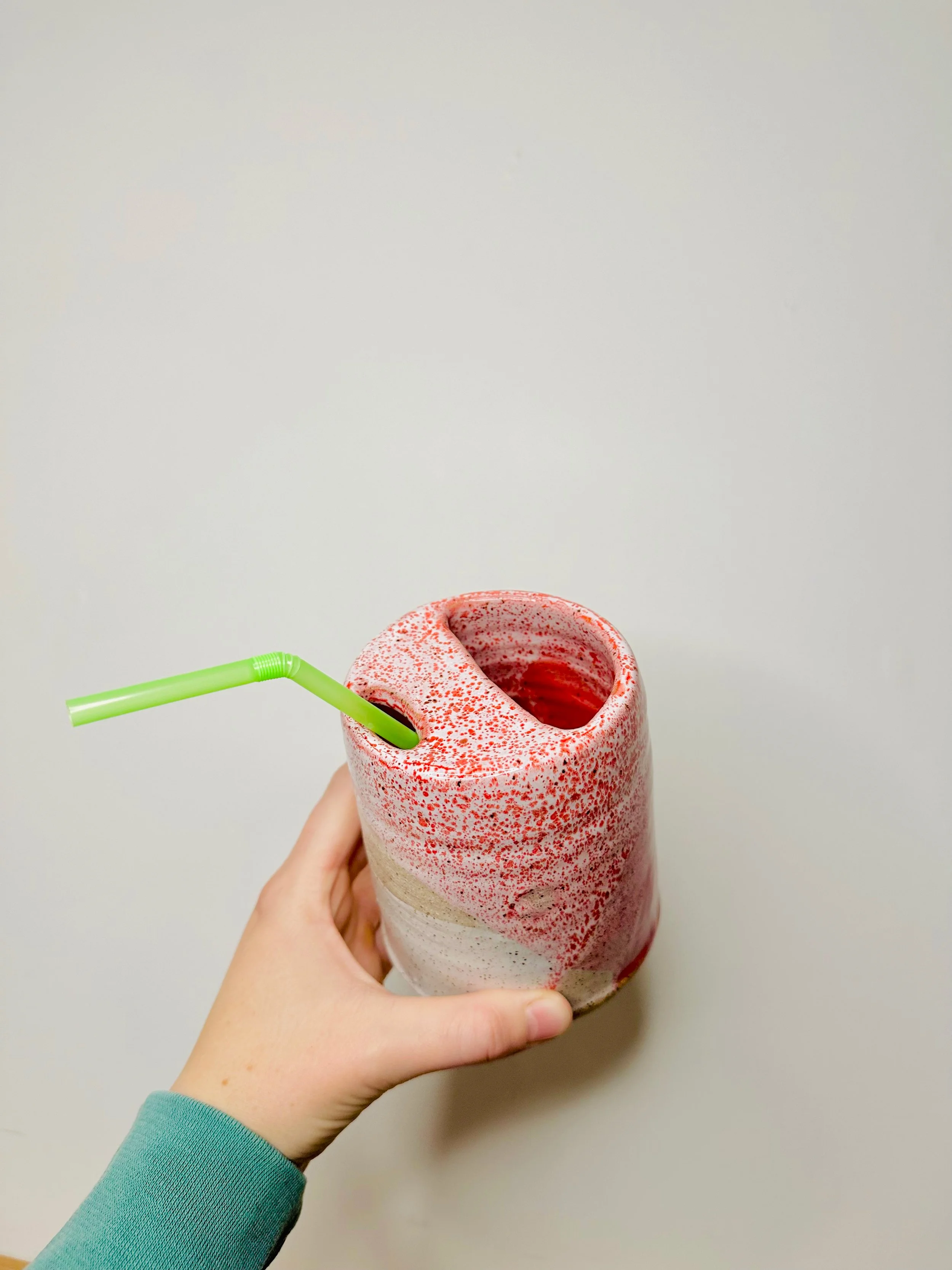 Candy Cane Iced Coffee Cup — Jillia Ceramics