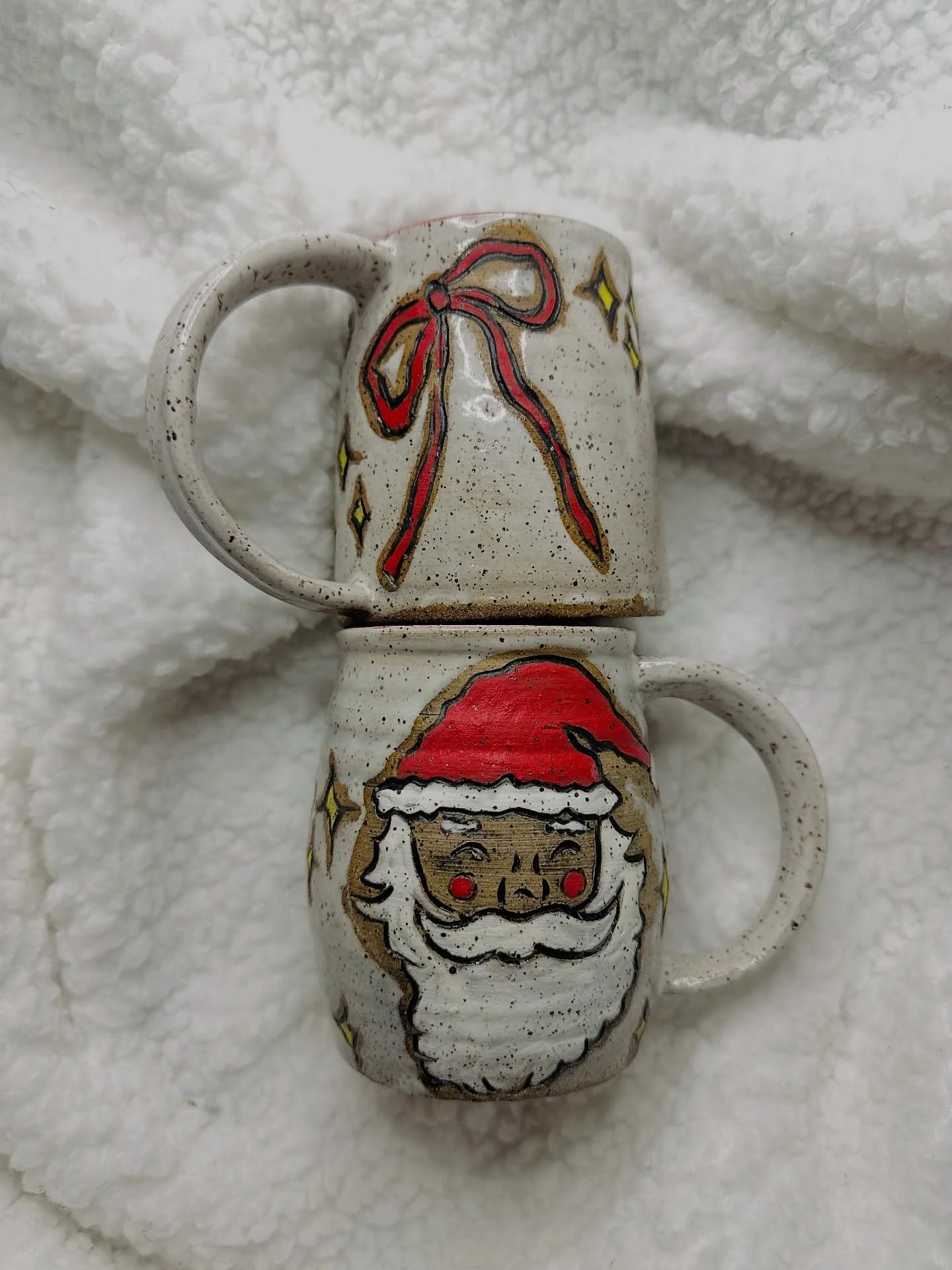 ✨ 🎅🏼 Exclusive Dickens Mugs 🎀 ✨ 

These hand-thrown, hand-carved, and hand-painted Santa mugs will be sold in person only on December 6 at Dickens Christmas in Wellsboro, PA. 

Where to find me at Dickens: East Crafton St block ✨