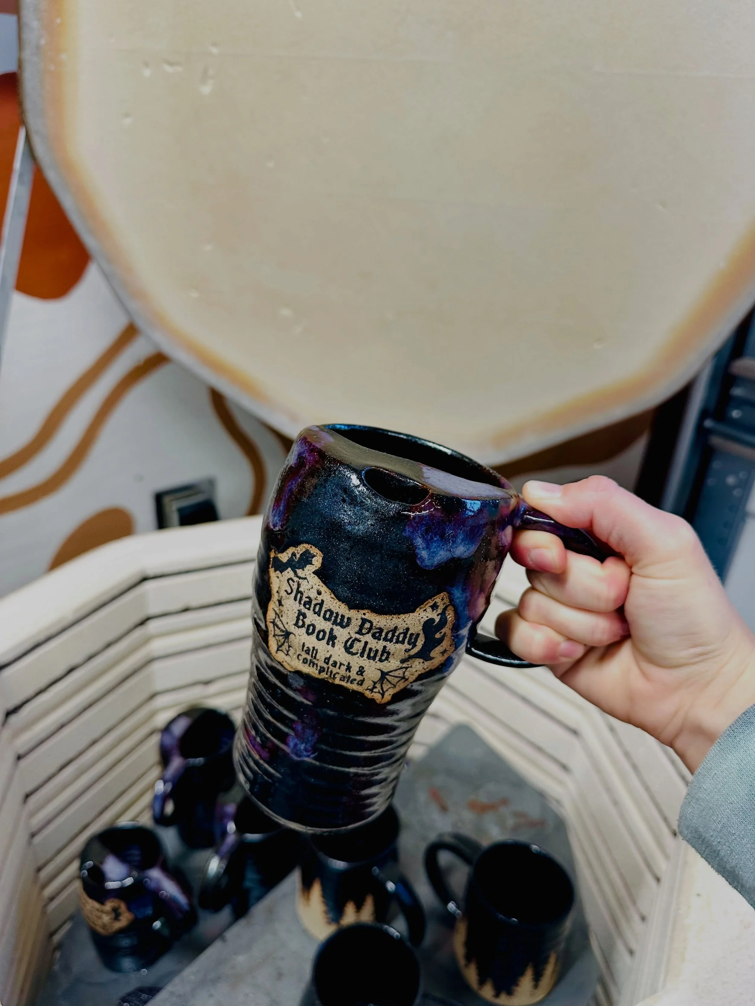 ✨ NEW Shadow Daddy Book Club XL Traveler Mugs coming to Books &amp; Brunch TOMORROW 10/10 at Bottle Works in Sunbury PA! ✨ 

Come shop lots of my goodies along with @myonceuponaplottwist and @onyxandivoryhandmade 📚 🥞 ☕️ ✨