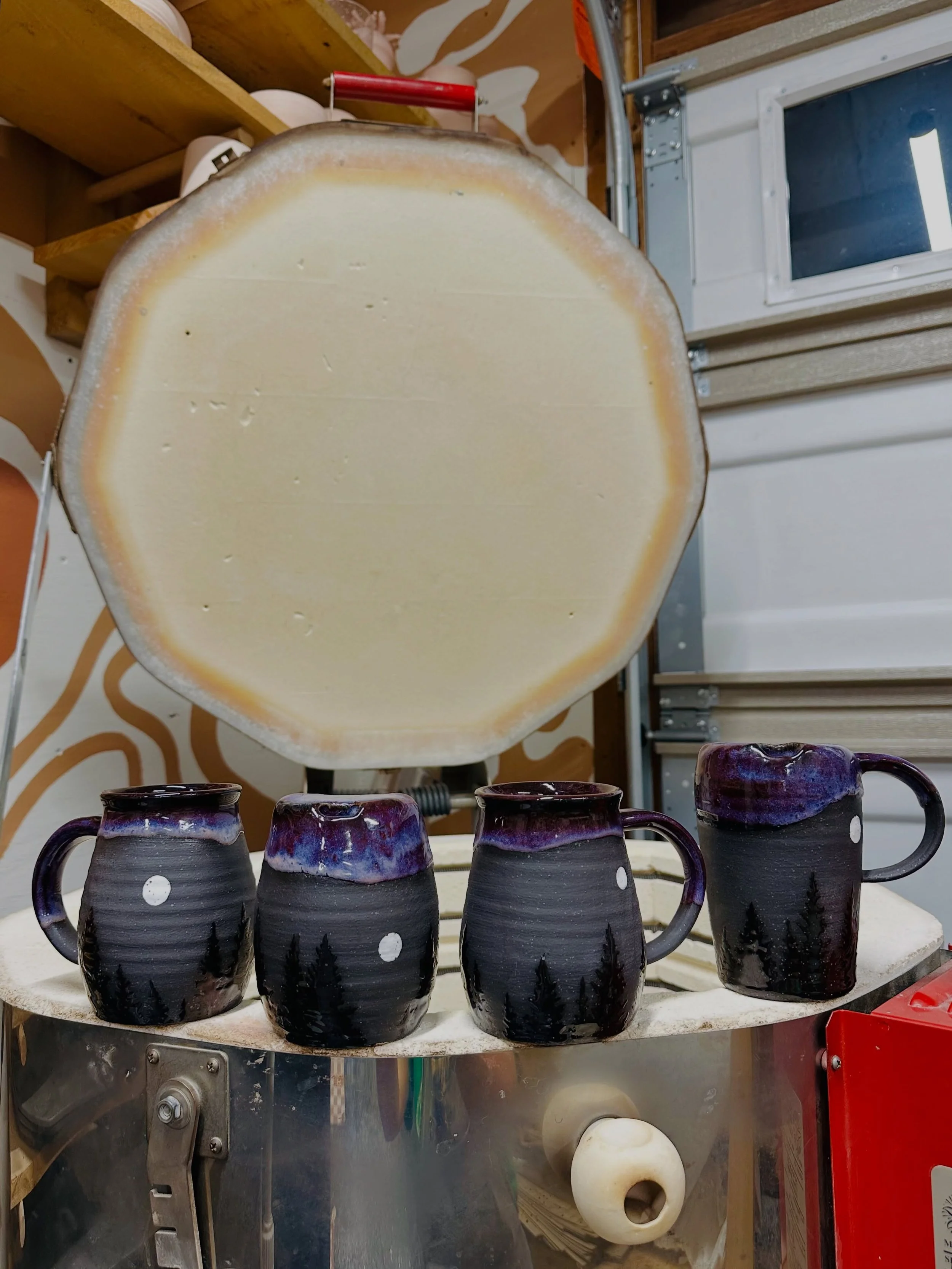 ✨ RESTOCK ✨ 

Midnight Shadowpine Mugs are officially restocked and LIVE on my website! I included some traveler mugs and traveler tumblers in this batch! ✨ 

#pottery #handmademug #fallmug #potteryart