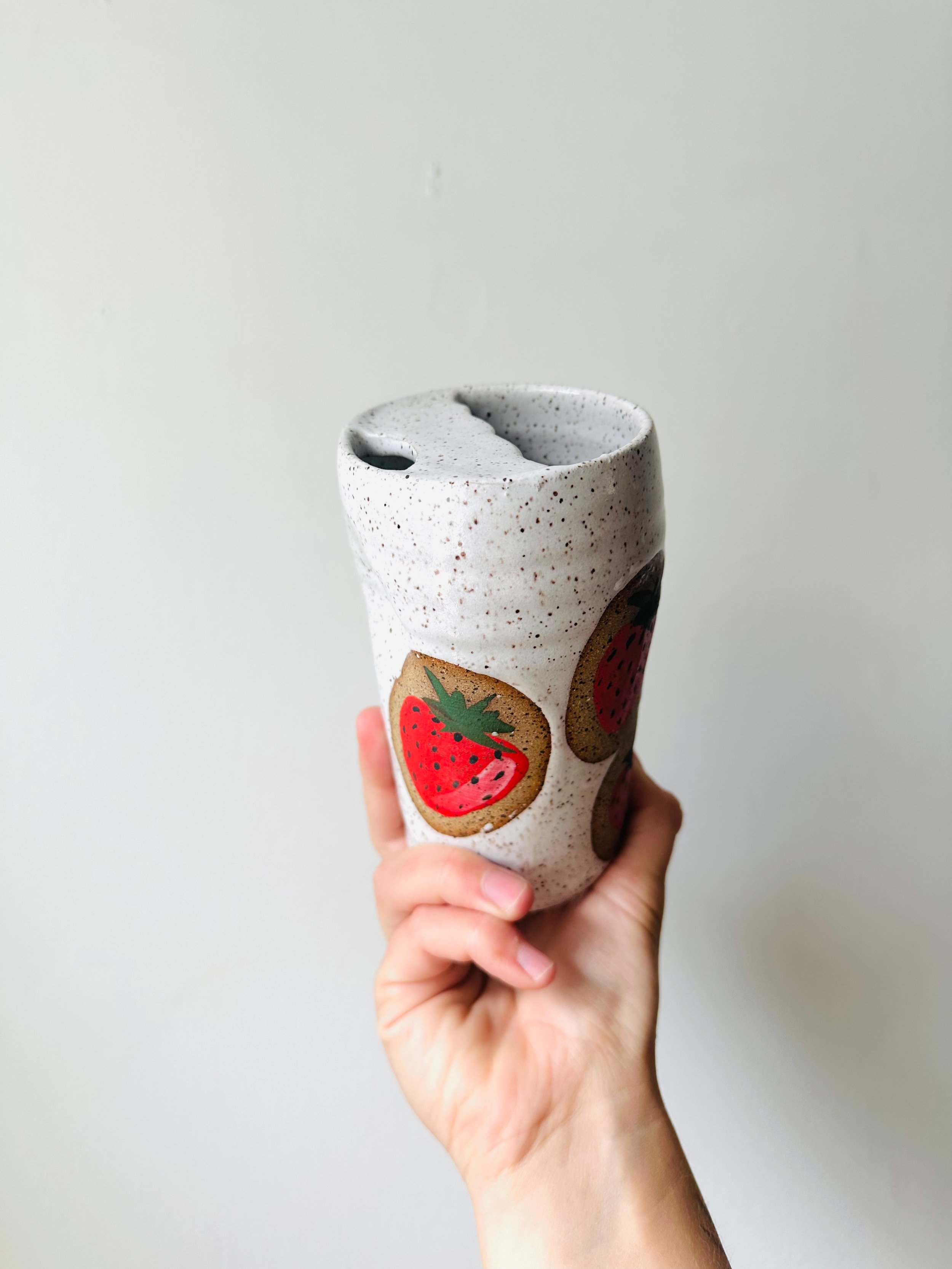 Side-View-Handmade-Strawberry-Patterned-Thumbprint-Travel-Coffee-Tumbler.jpg