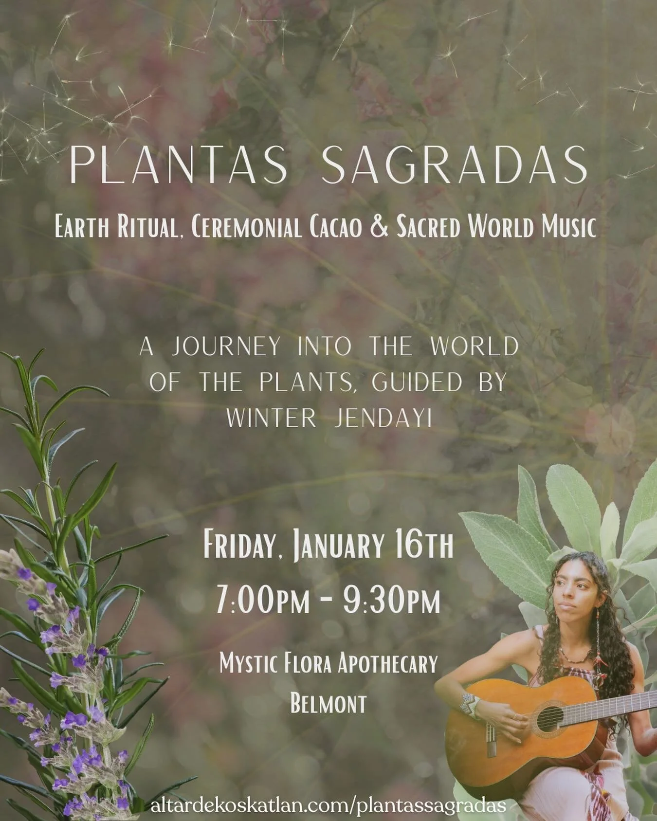 PLANTAS SAGRADAS 🌿

I am grateful to share another special ceremonial concert coming soon, taking place at @mysticflora_apothecary &mdash; a beautiful apothecary in the SF Peninsula. 

Plantas Sagradas is a Ritual Offering in devotion to the Earth E