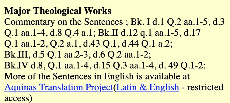Works of St. Thomas