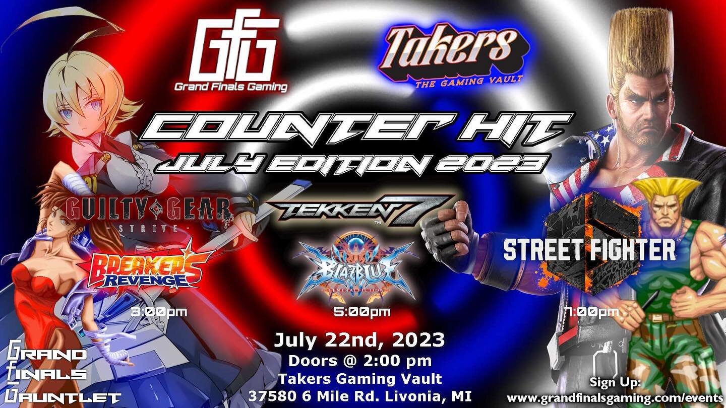 Going down tomorrow at @takersgaming in Livonia! Doors/casuals start at 2pm!

Sign up on our website!
 
#fgc #fightinggames #streetfighter #tekken #breakersrevenge #guiltygear #blazblue