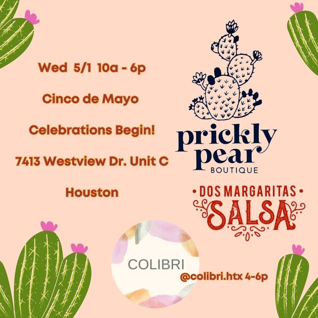 Have some hump day fun, buy an outfit to wear to graduations, and get ready for Cinco with @pricklypearhtx , us, and our pals @colibri.htx tomorrow. See y'all there! XOXO, The Dos Margaritas