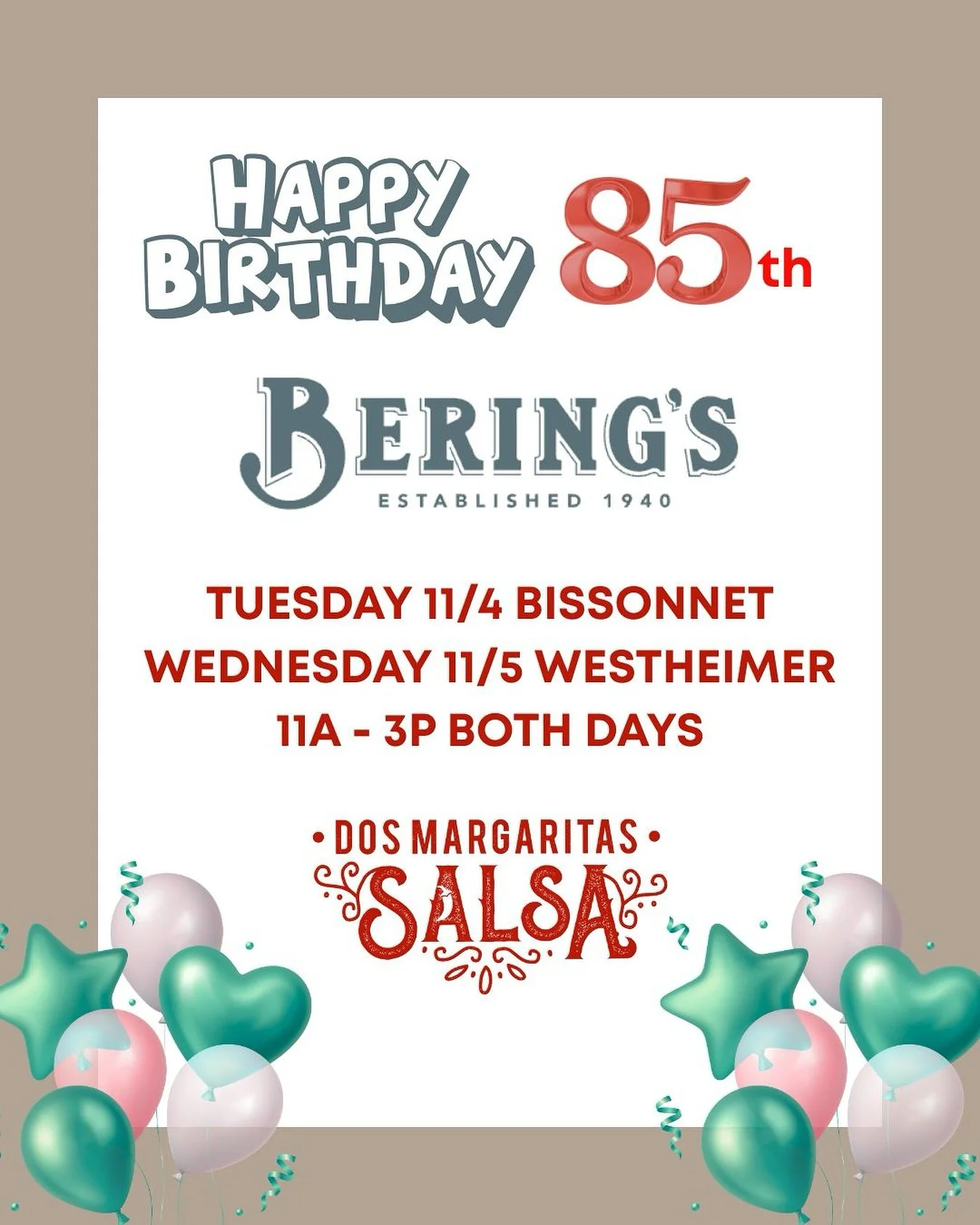 Happy 85th, @beringshardware !  You don&rsquo;t look a day over 70. :) We&rsquo;re popping in this week to help celebrate one of Houston&rsquo;s most beloved local institutions &mdash; Bering&rsquo;s Hardware, turning 85 and fabulous.  We&rsquo;ll be