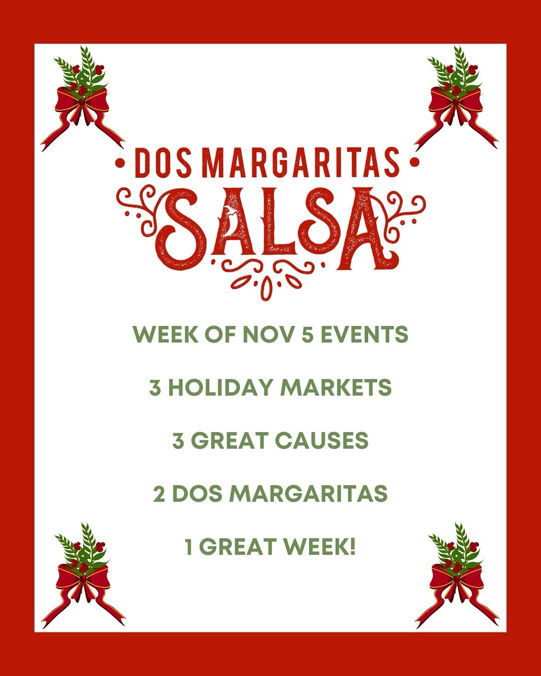 🎁 Three Holiday Markets. Three Great Causes. One Tiny Fiesta-Filled Week. 🌶️✨ We&rsquo;re out and about this Thursday through Saturday with gifts that give back &mdash; from our signature salsas and corn dip to easy-to-gift holiday bundles.  Here&r