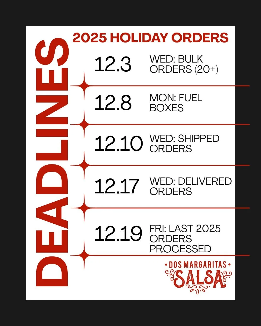Tiny Fiestas take planning&hellip; and salsa. 😉 Mark your dates + get those orders in before the holiday rush! 
.
.
.
#dosmargaritassalsa #shopsmalltexas #texashandmadegifts #texasholidaygifts #motherdaughterbusiness #TinyFiestas #orderdeadlines #ho