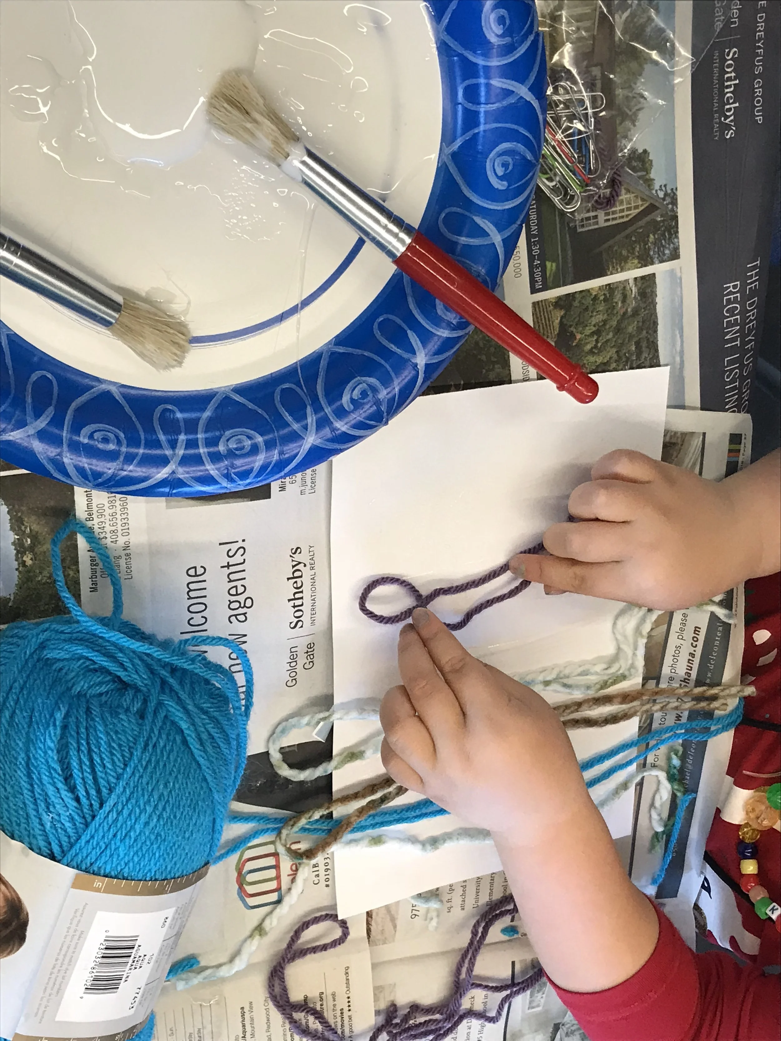 This student was very precise in her yarn placement. Each child approached both the projects differently and had fabulous results.
