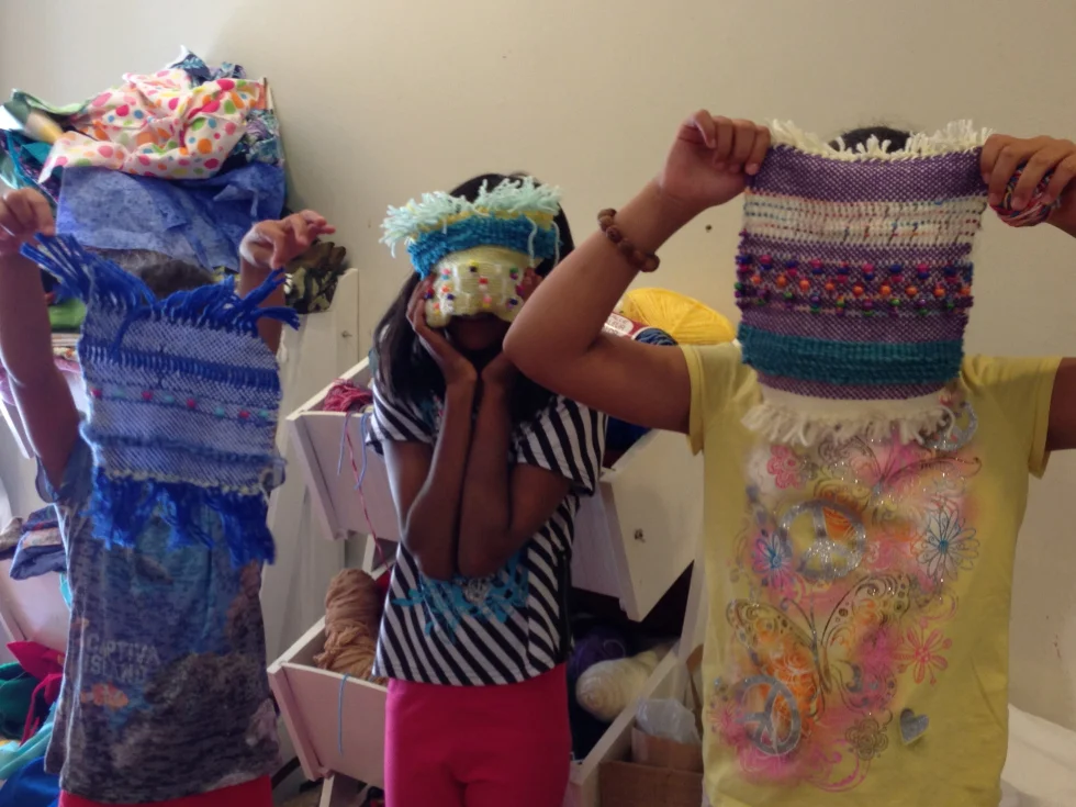Proud campers with their weavings!