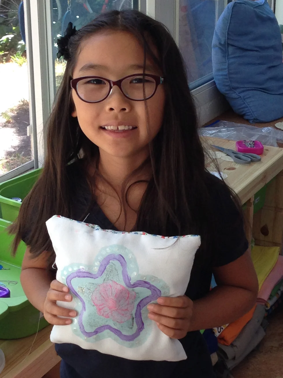 3rd grader fabric painted pillow.