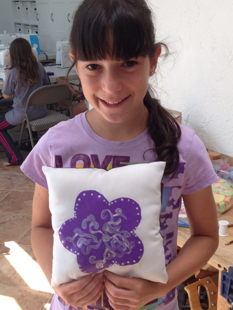  6th grader painted pillow. 