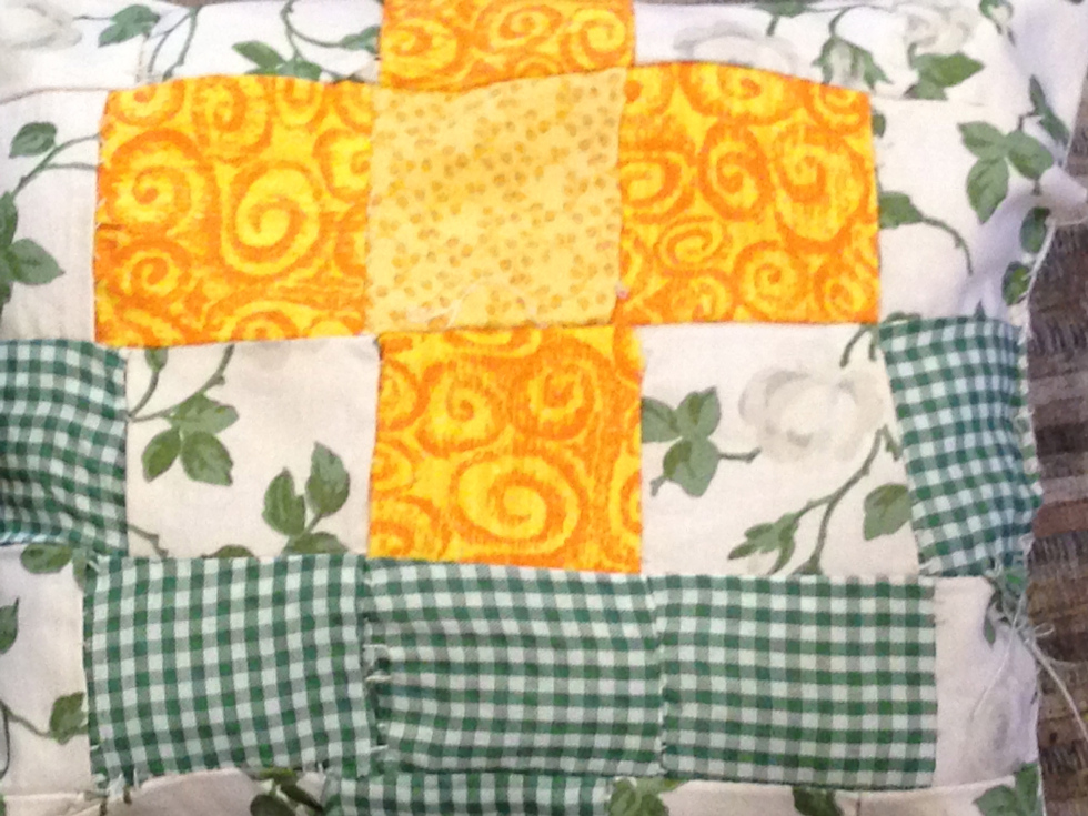  First time piecing 2″ pieces of fabric. 
