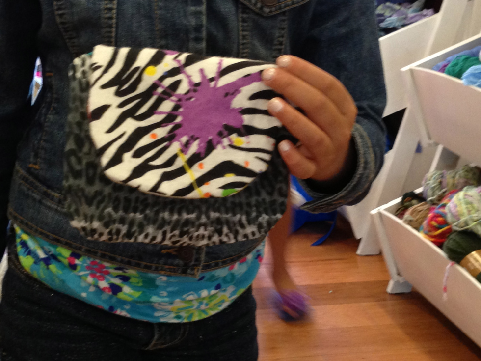  3rd grade bag designed by student – complete with zipper sewn in by hand. 