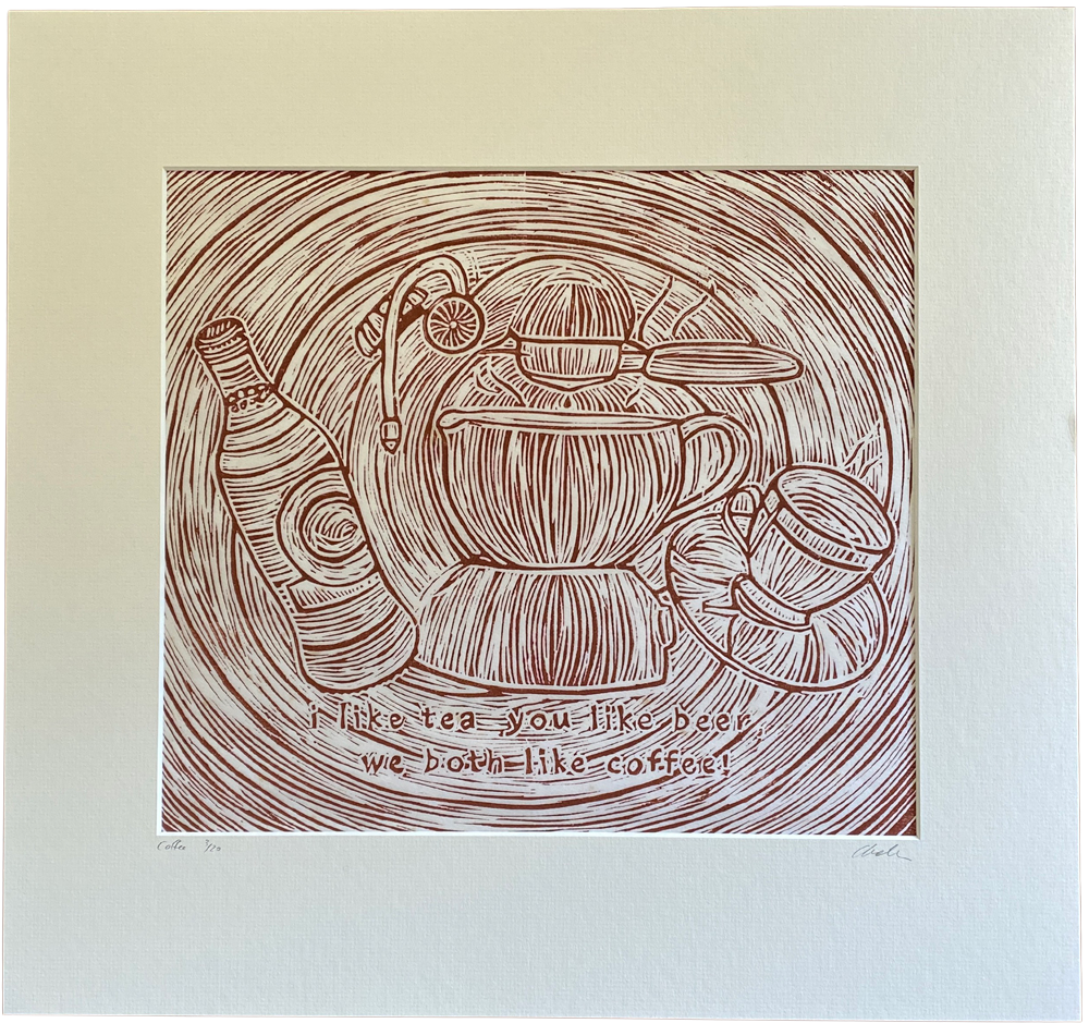 "Coffee" Linocut