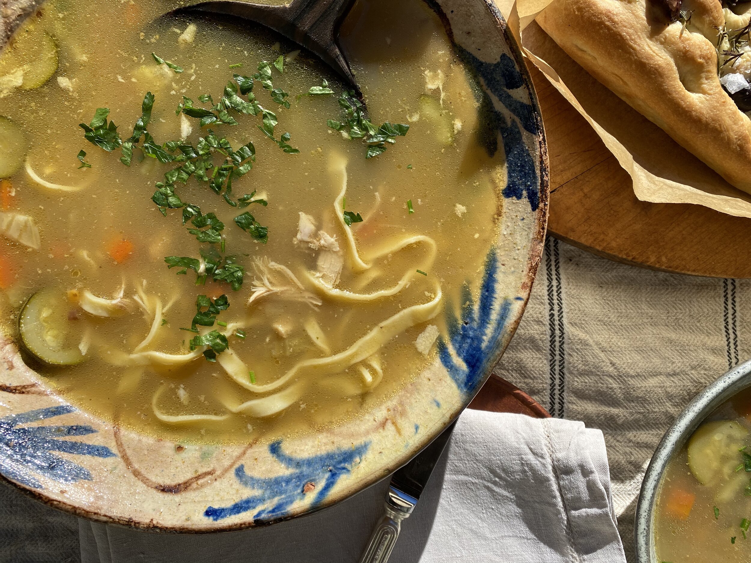 Chicken Noodle Soup + Focaccia Recipe